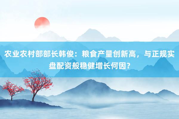 农业农村部部长韩俊：粮食产量创新高，与正规实盘配资般稳健增长何因？
