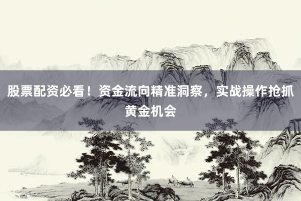股票配资必看！资金流向精准洞察，实战操作抢抓黄金机会