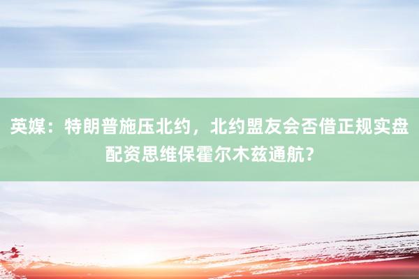 英媒：特朗普施压北约，北约盟友会否借正规实盘配资思维保霍尔木兹通航？