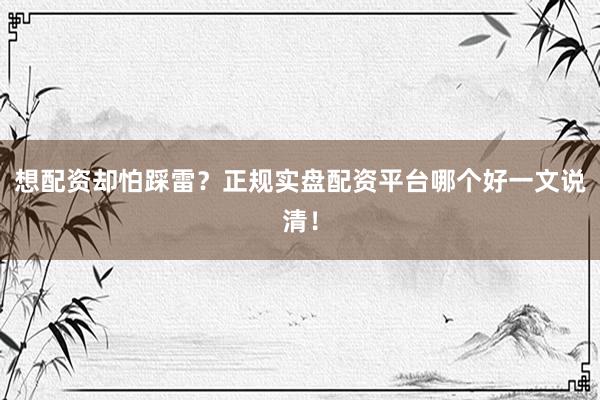 想配资却怕踩雷？正规实盘配资平台哪个好一文说清！