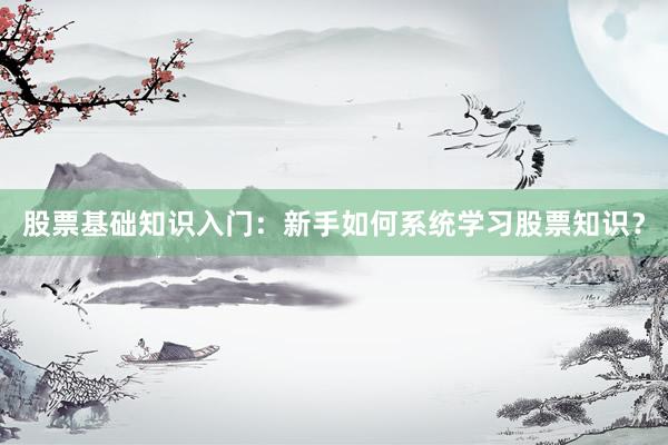 股票基础知识入门：新手如何系统学习股票知识？