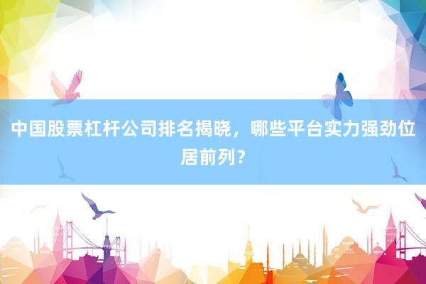 中国股票杠杆公司排名揭晓，哪些平台实力强劲位居前列？