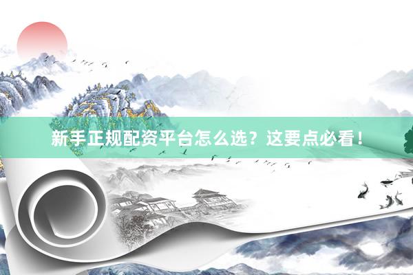 新手正规配资平台怎么选？这要点必看！