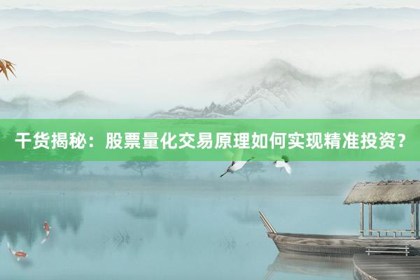 干货揭秘：股票量化交易原理如何实现精准投资？
