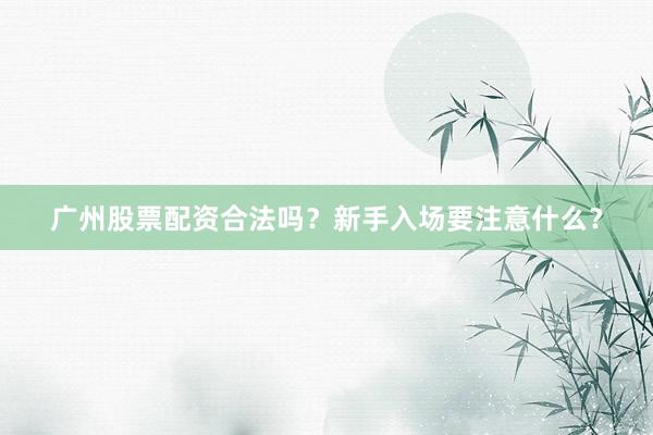 广州股票配资合法吗？新手入场要注意什么？